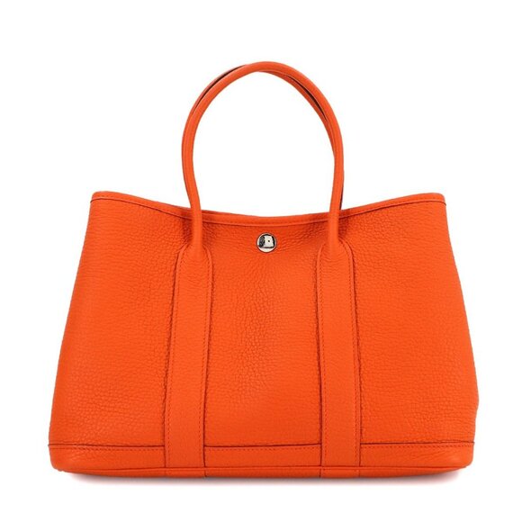 HERMES Garden Party TPM Tote Bag Leather Negonda Orange Purse 90287559 - Picture 1 of 9